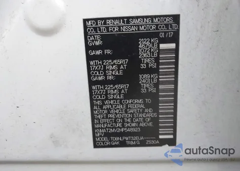 2017 Nissan Rogue S from USA, damaged, VIN KNMAT2MV2HP548923